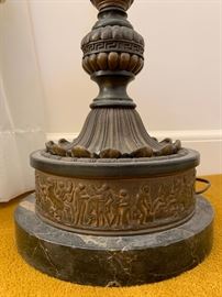 Detail of Floor Lamp Marble Base with Scene