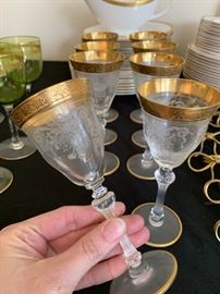 Gold Rimmed Etched Stemware