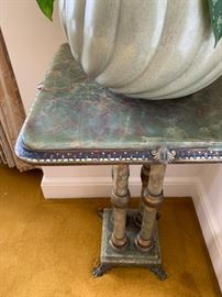 Green Marble Stand with Enamel and Paw Foot