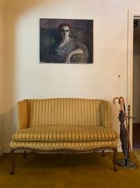 Gold Velour Parlor Settee, Portrait, Unknown