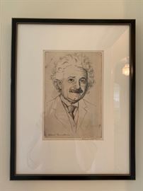 Albert Einstein signed etching by Lionel Reiss 