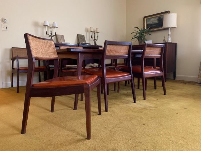 Jens Risom Teak Dining Set with EIGHT "Playboy" Chairs