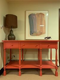 Three Drawer Console Table in Coral (isn't this the "color of the year"?!