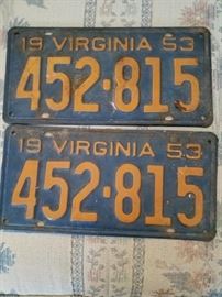 1953 Virginia lisence tags