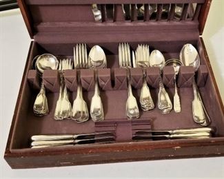 Sterling silver service in box - 69.68 troy ounces. Service for 8 with extras.