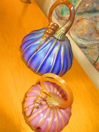 Artist signed art glass gourds
