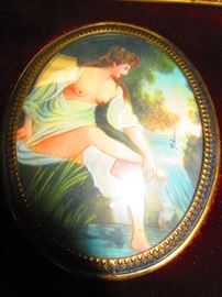 19th century miniature porcelain plaque of nude beauty