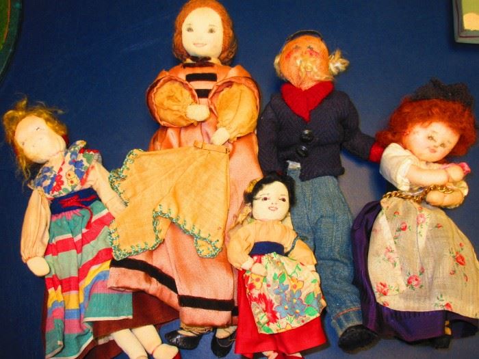 Group of antique folk art dolls