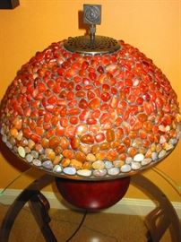 Contemporary lamp with agate pebble shade