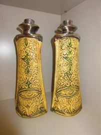 Pair studio pottery candlesticks