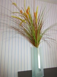 Contemporary glass vase with natural grasses