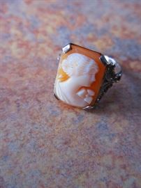 Cameo ring set in silver