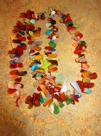 Multi strand necklace of semi-precious stones