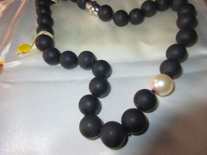 Lava rock and Pearl necklace