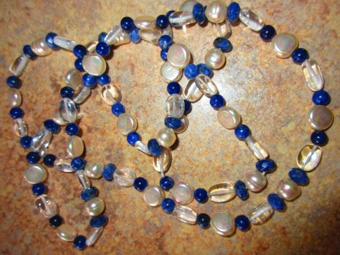 Lapis and quartz necklace