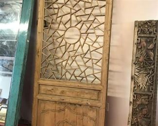 Door panel with carving