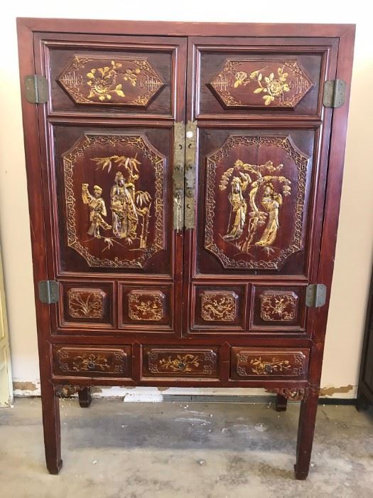 Chinese Style Armoire /Cabinet, handcrafted and hand carved