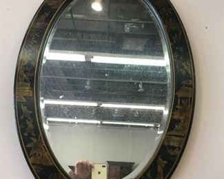 lacquer oval shape mirror.
