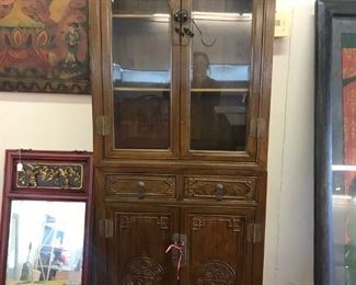 Bookcase, elm wood, can be separated, top and bottom. 