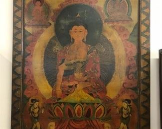 Tibetan Buddhism wall panel, hand painted.  