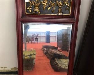 lacquer wood framed mirror, Chinese style