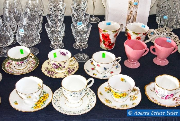 Tables of Vintage Glassware - Crystal - Ceramics