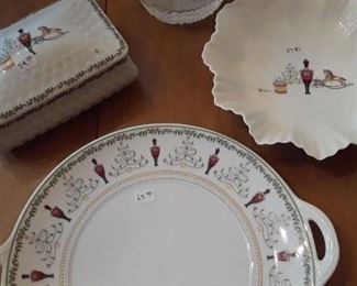 Lenox nutcracker covered box, cake plate and bowl