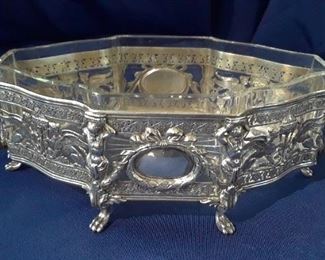 German centerpiece bowl of .930 sterling with glass liner circa turn of the century