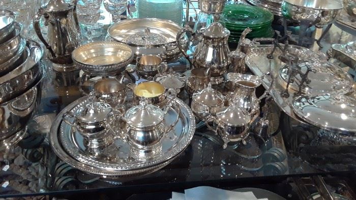 Various silver serving pieces