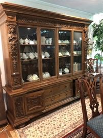 Large Continental bookcase that can also serve as a china cabinet or showcase a collection.