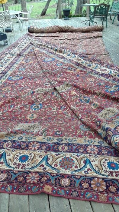 Palace size antique Persian rug is 18' x 36' signed