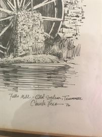 #3	Chuck Long Falls Mills pin and ink 1976	 $40.00 
