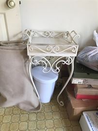 #2	white metal square tray table on legs  14x27	 $40.00 
