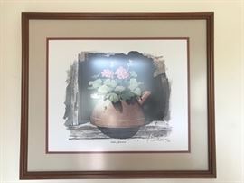 #4	Chuck Long print of kettle of Geraniums  297/750	 $40.00 
