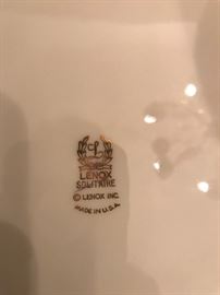#13	Lenox Solitaire 6 plates, 4 cups, 5 Butter, 8 saucer , 	 $100.00 
