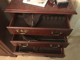 #11	silver chest on queen Anne legs felt lined drawers  4 drawers 24x14x37	 $200.00 
