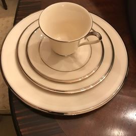 #13	Lenox Solitaire 6 plates, 4 cups, 5 Butter, 8 saucer , 	 $100.00 
