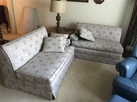 #32	(2) piece vintage midcentury sofa w button back 48x30xSH 16 	 $300.00 
