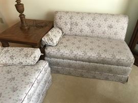 #32	(2) piece vintage midcentury sofa w button back 48x30xSH 16 	 $300.00 
