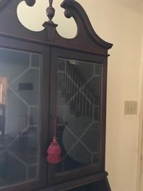 #37	vintage sectary w 4 drawers 2 glass doors claw feet 30x16-27x79	 $275.00 
