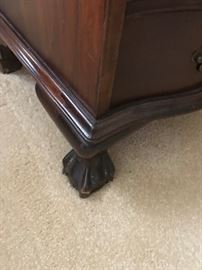 #37	vintage sectary w 4 drawers 2 glass doors claw feet 30x16-27x79	 $275.00 
