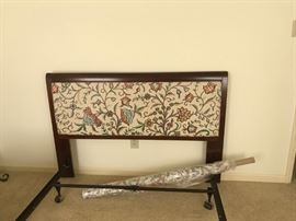 #42	full/queen embody fabric/cherry wood frame  head board w frame	 $175.00 
