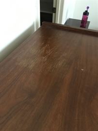 #50	mid century 4 drawer chest 34x18x42 as is top as is	 $150.00 
