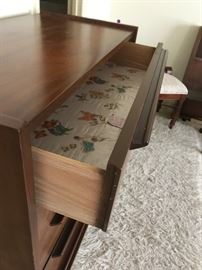 #50	mid century 4 drawer chest 34x18x42 as is top as is	 $150.00 
