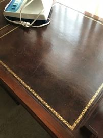 #59	leather top 7 drawer desk mahogany 	 $125.00 

