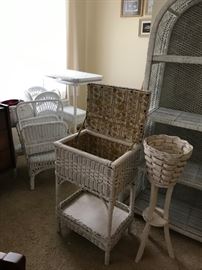 #63	vintage wicker square sewing basket on legs 17x13x28 heavy	 $65.00 
#64	round wicker pot stand 29 tall (2) @ 30 ea. 	 $60.00 
 
