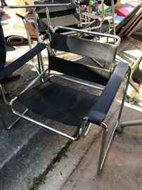 #90	(4)Wassily by marcdl breueer chrome black chairs $100 ea "as "
