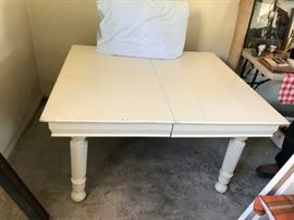 #91	farm house table w 3 leaves 46-95x42x30 white painted	 $175.00 
