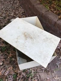 #101	white painted metal box w top 	 $30.00 
