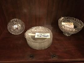 #70	tiffany santa anita  park 8 plates 	 $80.00 
#30	Waterford Maurial Pouter crystal bowl 	$65 